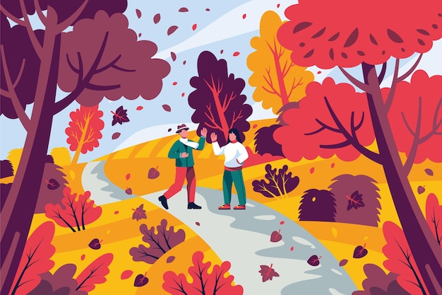 Hand drawn flat autumn background