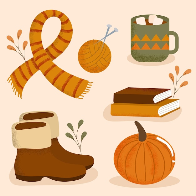 Free Vector hand drawn flat autumn elements collection