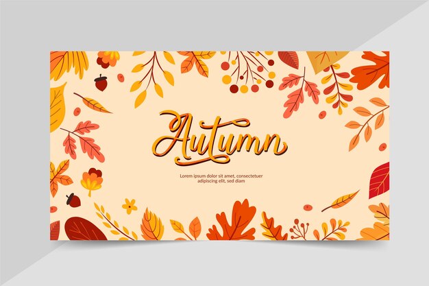 Hand drawn flat autumn horizontal banner