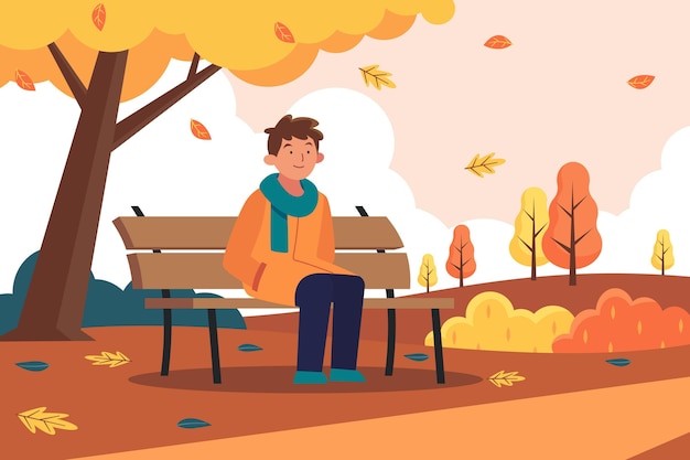 Hand drawn flat autumn illustration