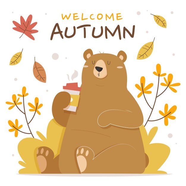 Hand drawn flat autumn illustration