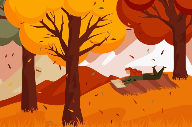 Hand drawn flat autumn illustration