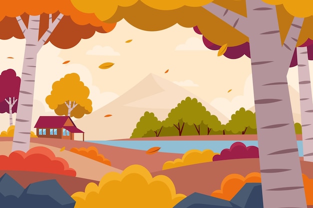 Free vector hand drawn flat autumn illustration