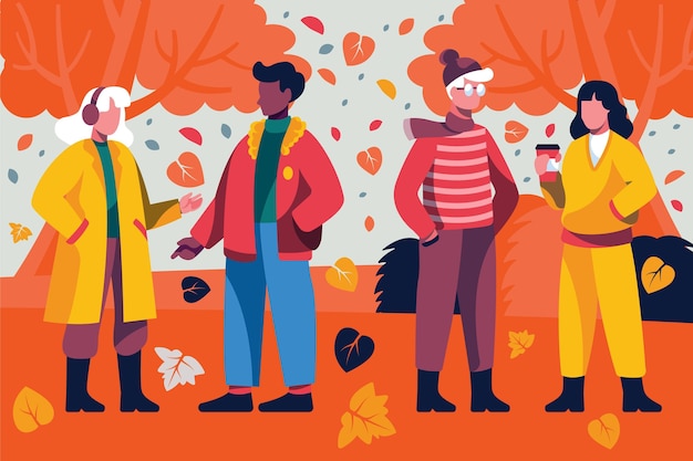 Free Vector hand drawn flat autumn illustration