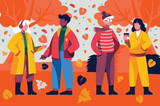 Hand drawn flat autumn illustration