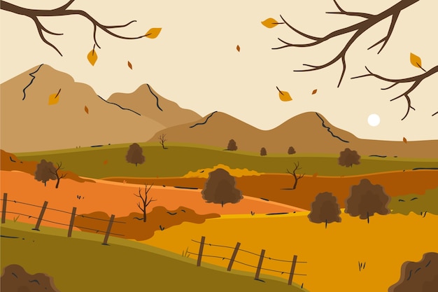 Free vector hand drawn flat autumn landscape