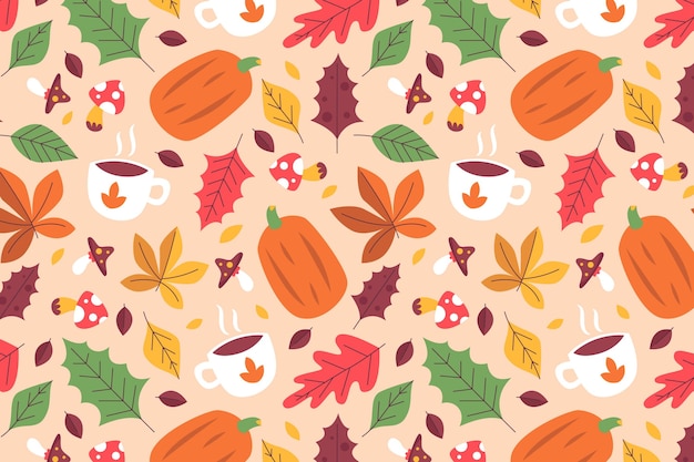 Free Vector hand drawn flat autumn patterns collection