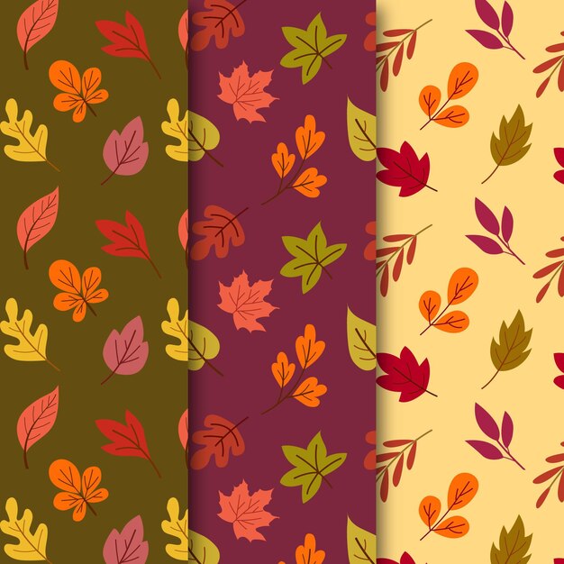 Hand drawn flat autumn patterns collection