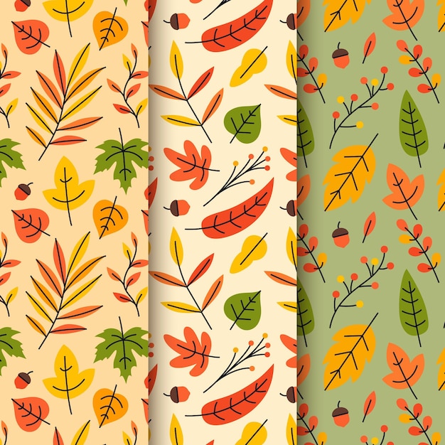 Free Vector hand drawn flat autumn patterns collection