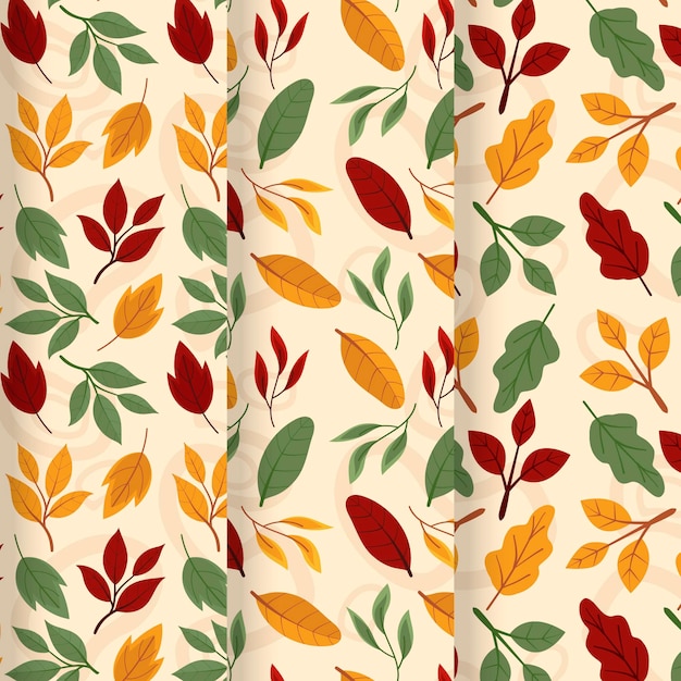 Hand drawn flat autumn patterns collection