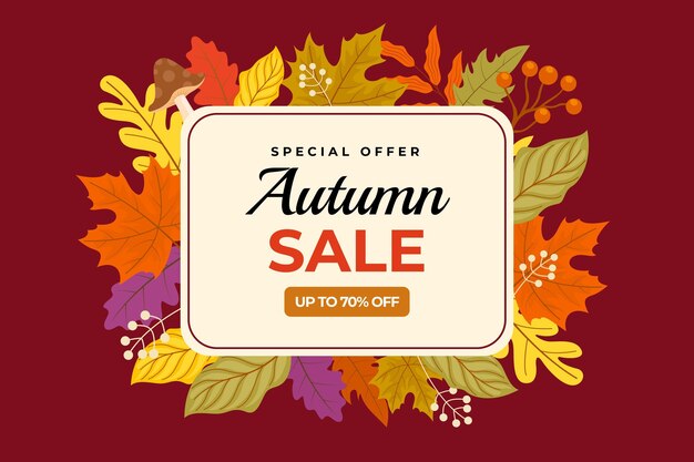 Hand drawn flat autumn sale background