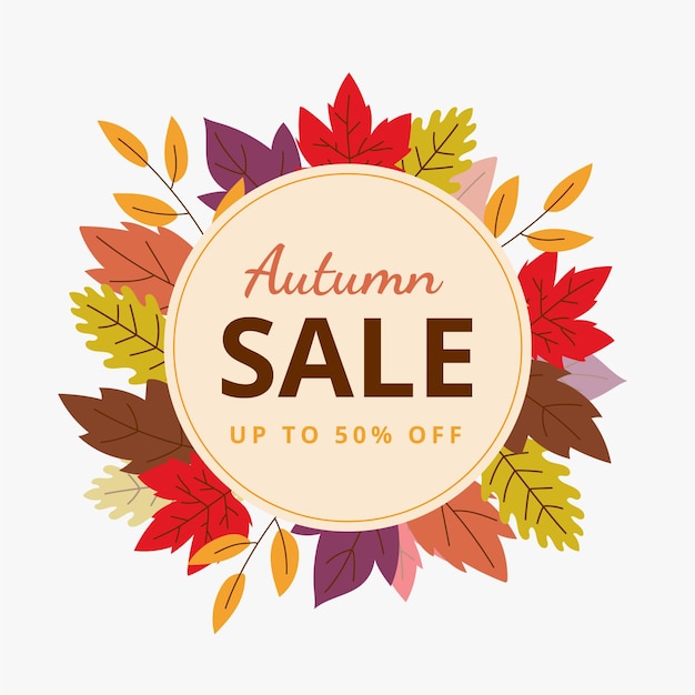 Hand drawn flat autumn sale background