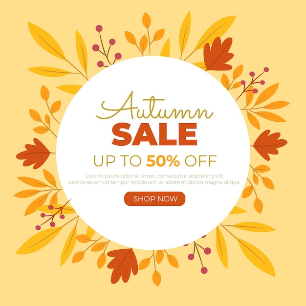 Hand drawn flat autumn sale background