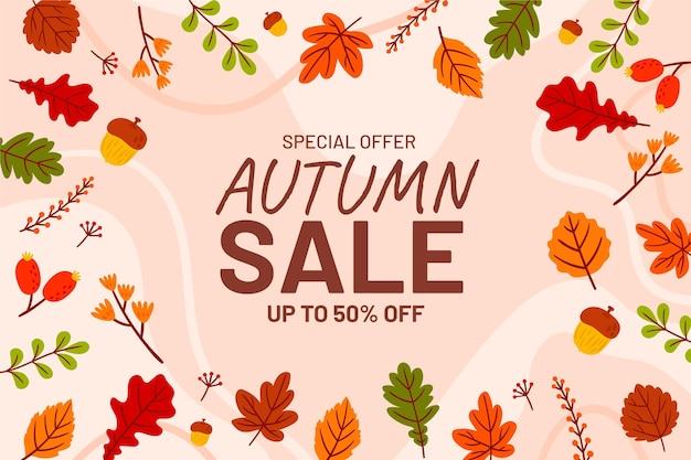 Hand drawn flat autumn sale background