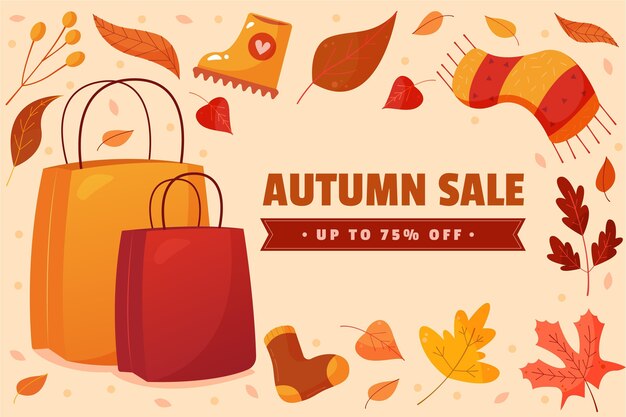 Hand drawn flat autumn sale background