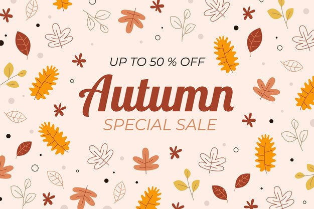 Hand drawn flat autumn sale background