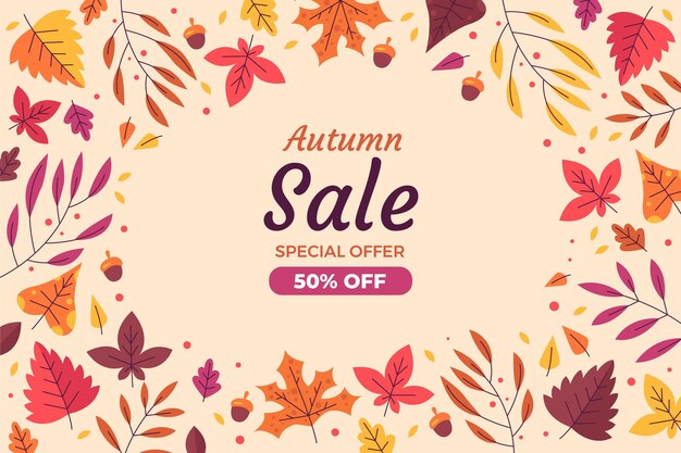 Hand drawn flat autumn sale background