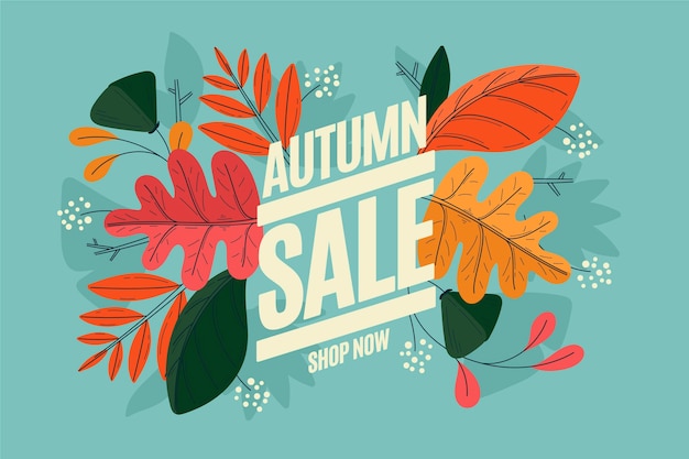 Free vector hand drawn flat autumn sale background