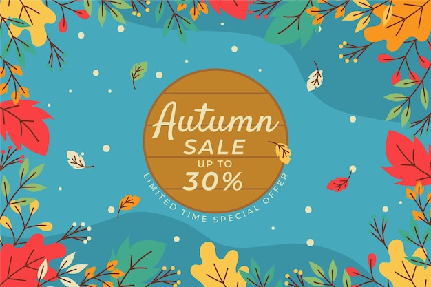 Hand drawn flat autumn sale background