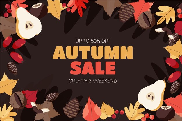 Hand drawn flat autumn sale background