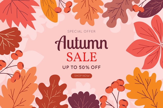 Hand drawn flat autumn sale background