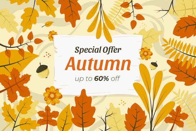 Hand drawn flat autumn sale background