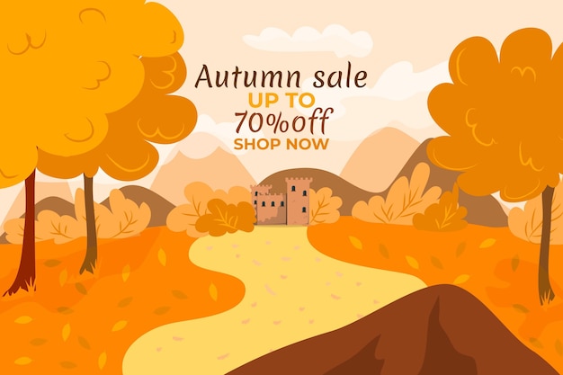 Hand drawn flat autumn sale background