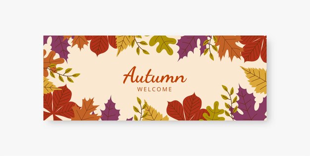 Hand drawn flat autumn social media cover template