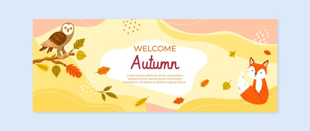 Hand drawn flat autumn social media cover template