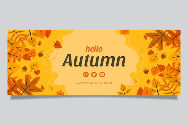 Free vector hand drawn flat autumn social media cover template