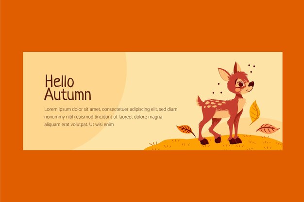 Hand drawn flat autumn social media cover template