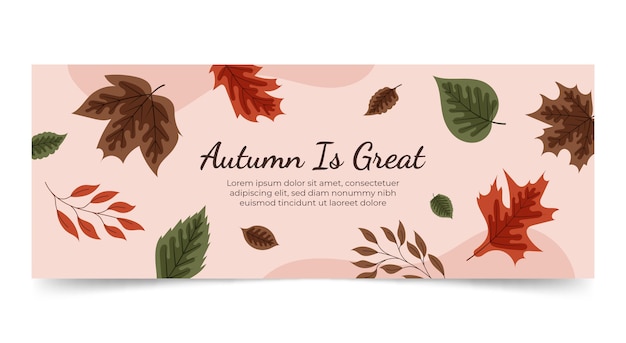 Hand drawn flat autumn social media cover template