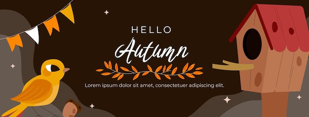 Hand drawn flat autumn social media cover template