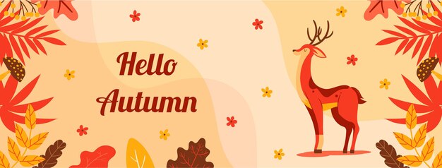 Hand drawn flat autumn social media cover template