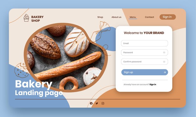 Hand drawn flat bakery landing page