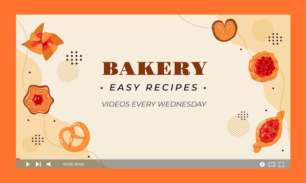 Hand drawn flat bakery youtube thumnnail