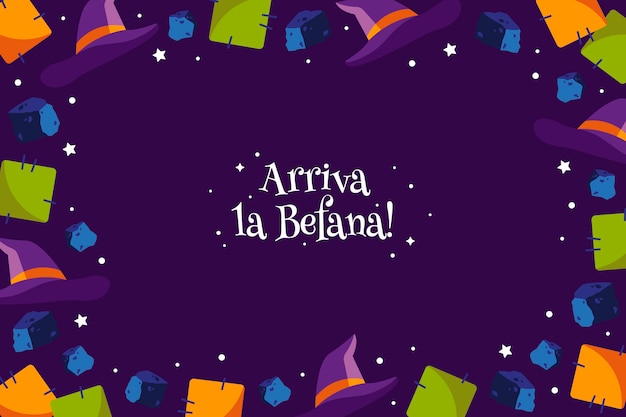 Hand drawn flat befana background