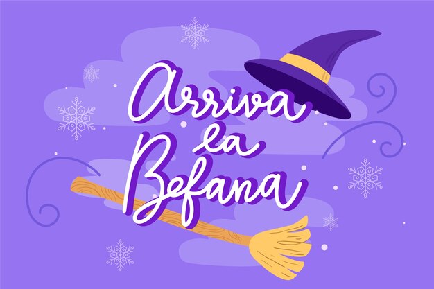 Hand drawn flat befana lettering