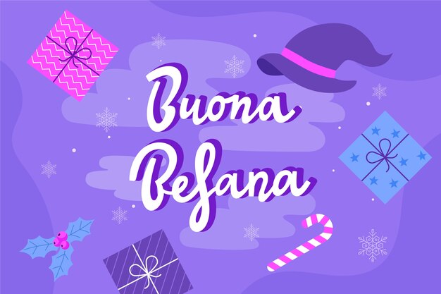 Hand drawn flat befana lettering