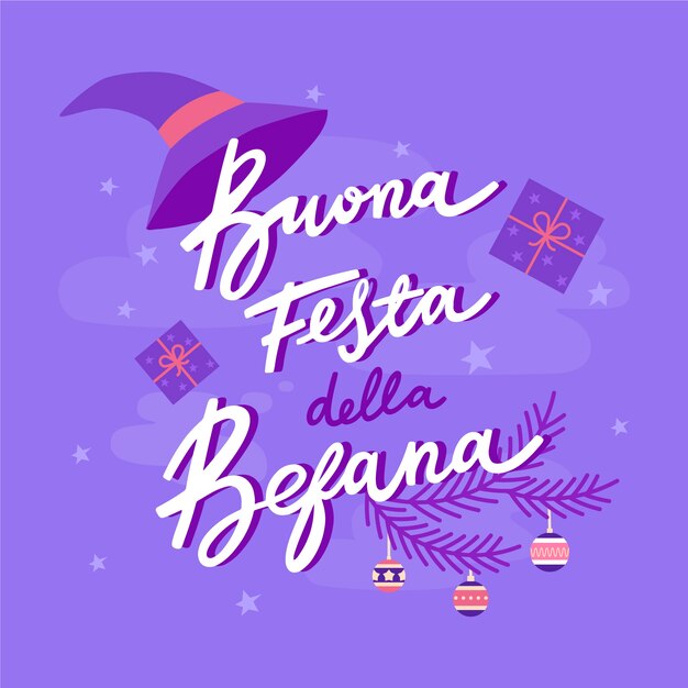 Hand drawn flat befana lettering