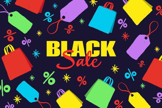 Free Vector hand drawn flat black friday background