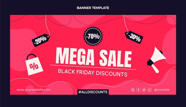 Free vector hand drawn flat black friday horizontal sale banner