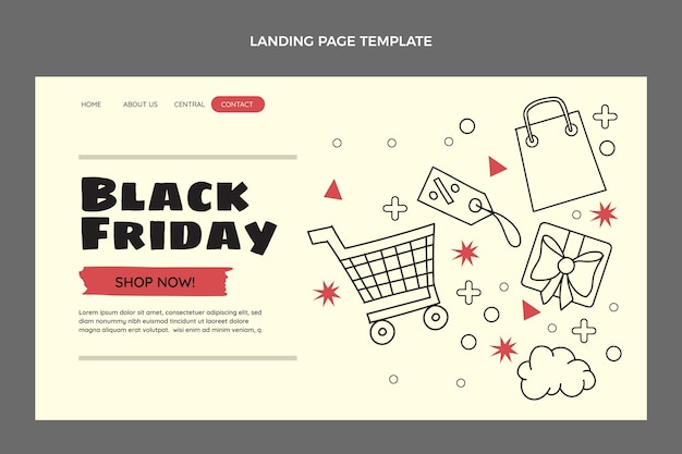 Hand drawn flat black friday landing page template