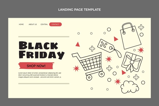 Hand drawn flat black friday landing page template