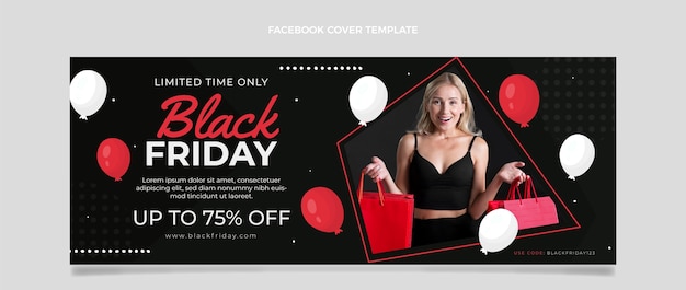 Hand drawn flat black friday social media cover template