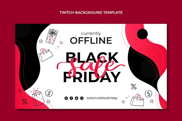 Hand drawn flat black friday twitch background