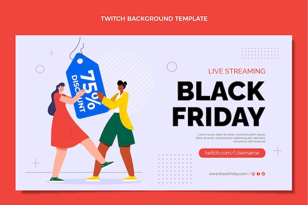 Hand drawn flat black friday twitch background