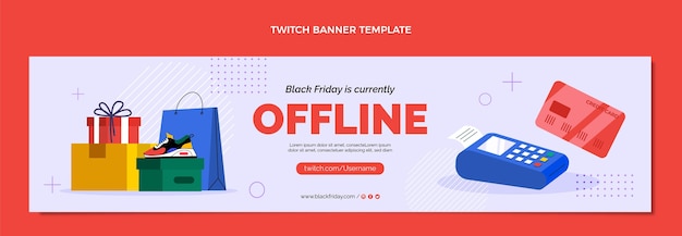 Hand drawn flat black friday twitch banner