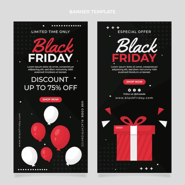 Hand drawn flat black friday vertical banners set