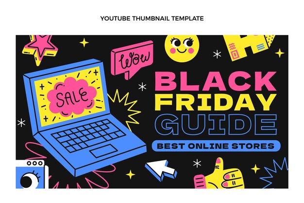 Hand drawn flat black friday youtube thumbnail